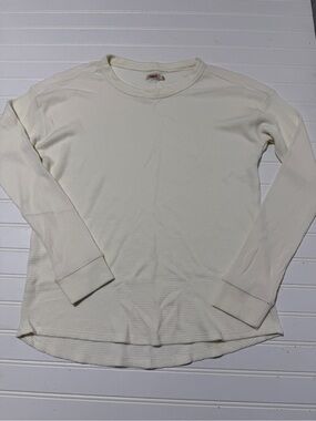 Faherty Legends Waffle Knit Long Sleeve Top Cream/Off White Pima Cotton Modal